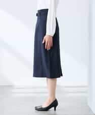 KAHFE21079 a.v.v Elmi(アー・ヴェ・ヴェ) 【低身長サイズ】【洗える/UVカット】リネンライクストレッチタイトスカート ネイビー