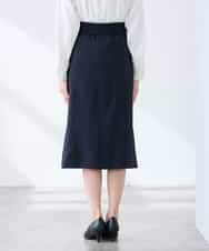 KAHFE21079 a.v.v Elmi(アー・ヴェ・ヴェ) 【低身長サイズ】【洗える/UVカット】リネンライクストレッチタイトスカート ネイビー