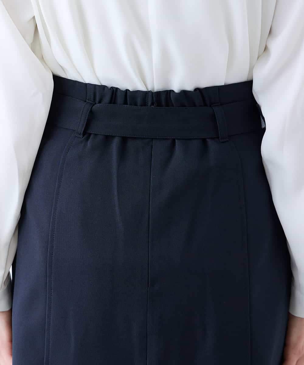 KAHFE21079 a.v.v Elmi(アー・ヴェ・ヴェ) 【低身長サイズ】【洗える/UVカット】リネンライクストレッチタイトスカート ネイビー