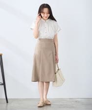 KAHGE30079 a.v.v Elmi(アー・ヴェ・ヴェ) 【低身長サイズ】サマーストレッチフレアスカート【接触冷感/イージーケア/UVカット/吸水速乾】 ライトグレー