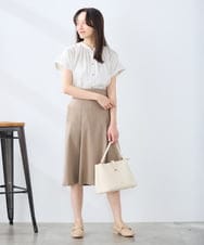 KAHGE30079 a.v.v Elmi(アー・ヴェ・ヴェ) 【低身長サイズ】サマーストレッチフレアスカート【接触冷感/イージーケア/UVカット/吸水速乾】 ライトグレー