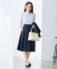 KAHGE30079 a.v.v Elmi(アー・ヴェ・ヴェ) 【低身長サイズ】サマーストレッチフレアスカート【接触冷感/イージーケア/UVカット/吸水速乾】 ライトグレー