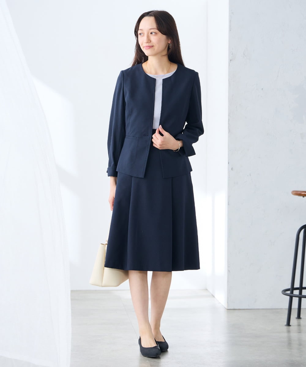 KAHGE30079 a.v.v Elmi(アー・ヴェ・ヴェ) 【低身長サイズ】サマーストレッチフレアスカート【接触冷感/イージーケア/UVカット/吸水速乾】 ライトグレー