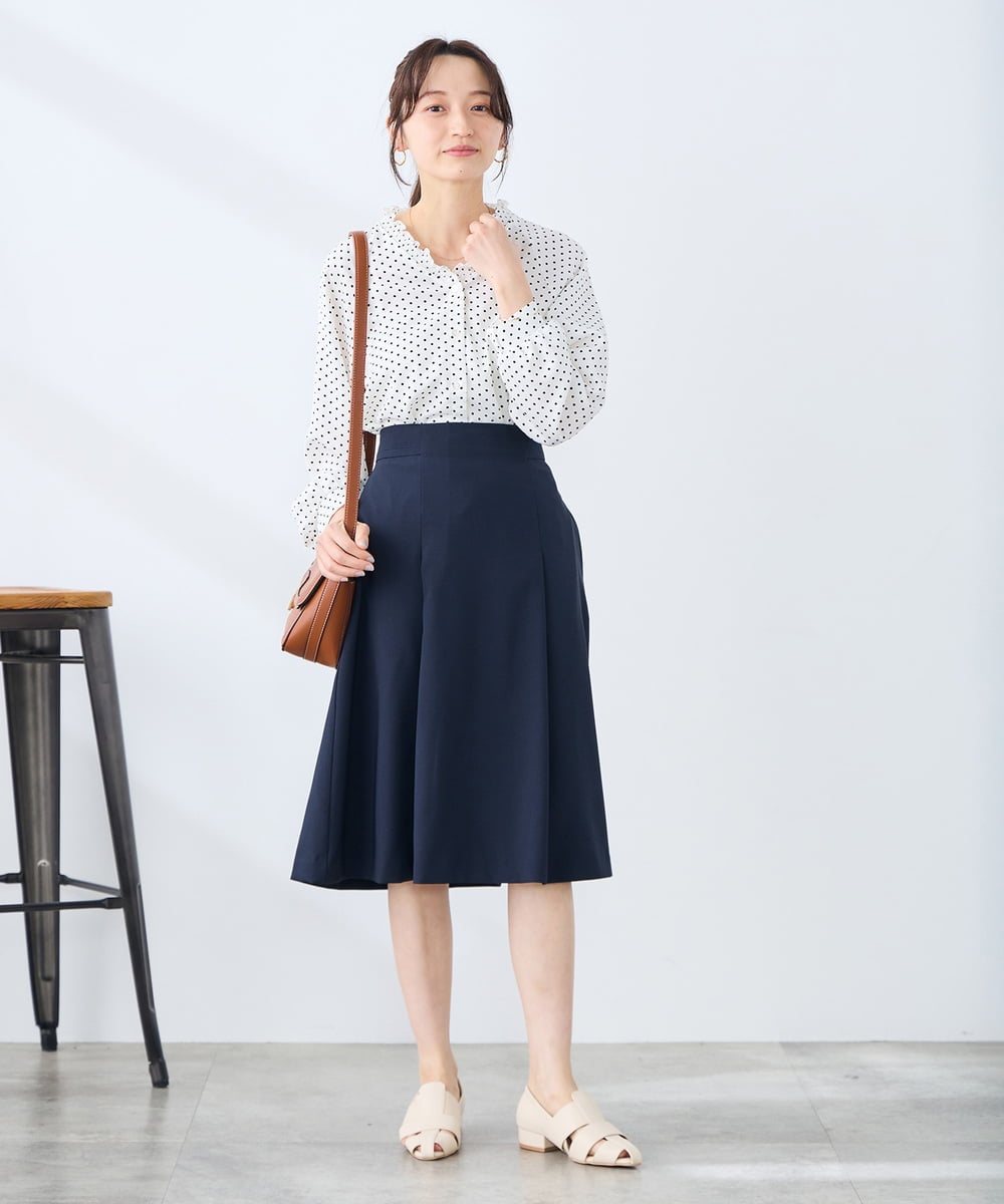 KAHGE30079 a.v.v Elmi(アー・ヴェ・ヴェ) 【低身長サイズ】サマーストレッチフレアスカート【接触冷感/イージーケア/UVカット/吸水速乾】 ライトグレー