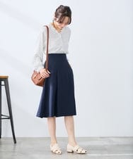 KAHGE30079 a.v.v Elmi(アー・ヴェ・ヴェ) 【低身長サイズ】サマーストレッチフレアスカート【接触冷感/イージーケア/UVカット/吸水速乾】 ライトグレー