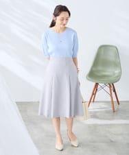KAHGE30079 a.v.v Elmi(アー・ヴェ・ヴェ) 【低身長サイズ】サマーストレッチフレアスカート【接触冷感/イージーケア/UVカット/吸水速乾】 ライトグレー