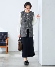 KAJCD01119 a.v.v Elmi(アー・ヴェ・ヴェ) 【低身長サイズ】ミックスツイードペプラムジレ アイボリー