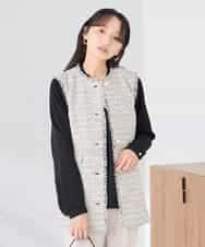 KAJCD01119 a.v.v Elmi(アー・ヴェ・ヴェ) 【低身長サイズ】ミックスツイードペプラムジレ アイボリー