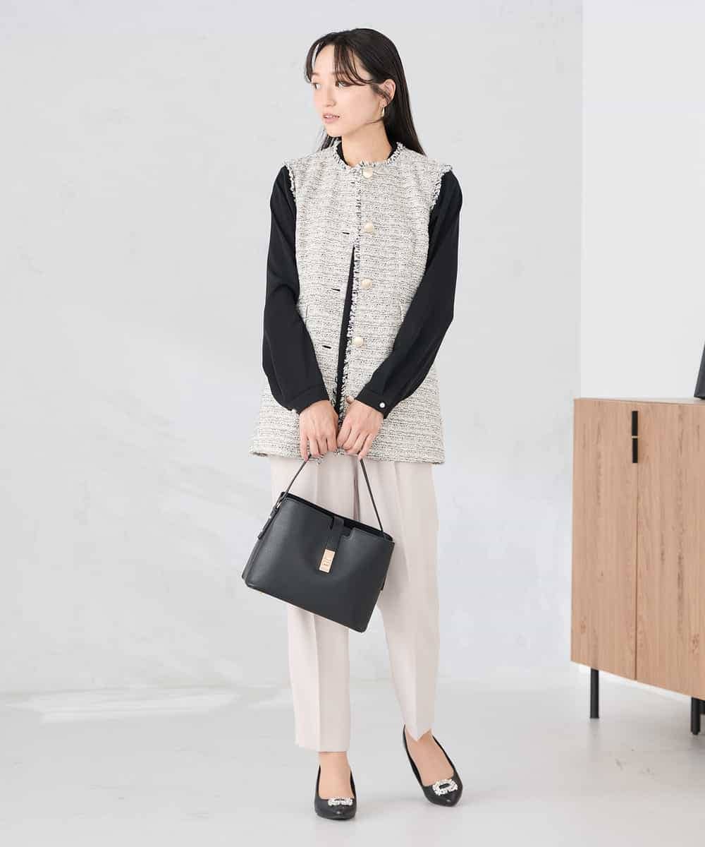 KAJCD01119 a.v.v Elmi(アー・ヴェ・ヴェ) 【低身長サイズ】ミックスツイードペプラムジレ アイボリー