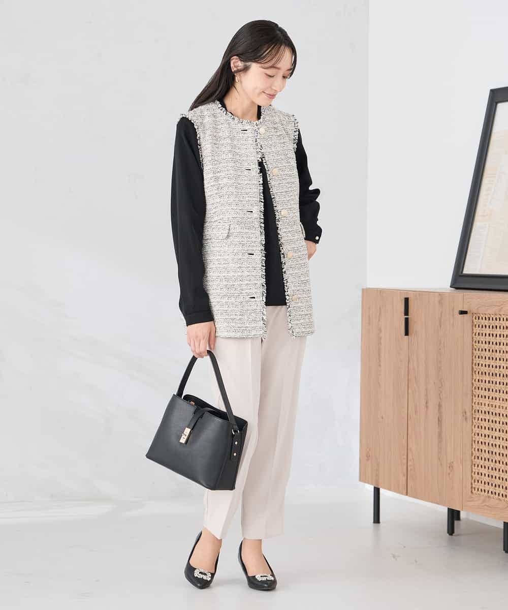 KAJCD01119 a.v.v Elmi(アー・ヴェ・ヴェ) 【低身長サイズ】ミックスツイードペプラムジレ アイボリー