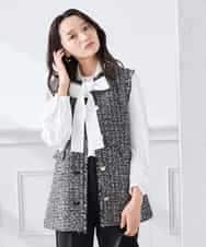 KAJCD01119 a.v.v Elmi(アー・ヴェ・ヴェ) 【低身長サイズ】ミックスツイードペプラムジレ アイボリー