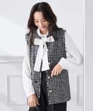 KAJCD01119 a.v.v Elmi(アー・ヴェ・ヴェ) 【低身長サイズ】ミックスツイードペプラムジレ アイボリー