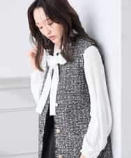 KAJCD01119 a.v.v Elmi(アー・ヴェ・ヴェ) 【低身長サイズ】ミックスツイードペプラムジレ アイボリー