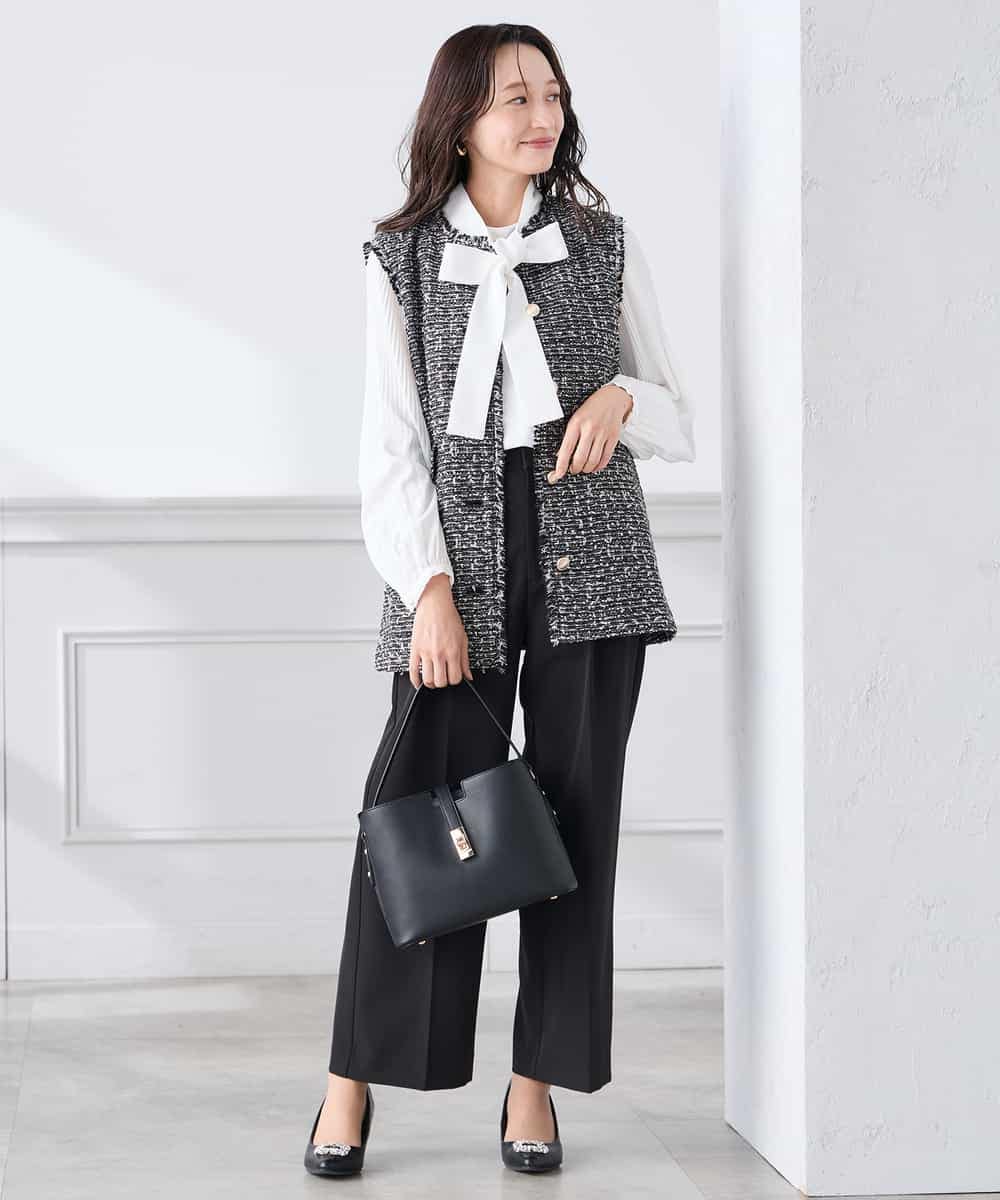 KAJCD01119 a.v.v Elmi(アー・ヴェ・ヴェ) 【低身長サイズ】ミックスツイードペプラムジレ アイボリー