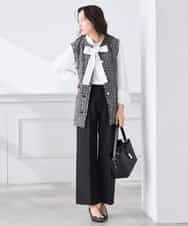 KAJCD01119 a.v.v Elmi(アー・ヴェ・ヴェ) 【低身長サイズ】ミックスツイードペプラムジレ アイボリー