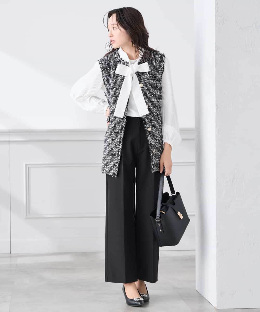 KAJCD01119 a.v.v Elmi(アー・ヴェ・ヴェ) 【低身長サイズ】ミックスツイードペプラムジレ アイボリー