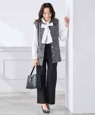 KAJCD01119 a.v.v Elmi(アー・ヴェ・ヴェ) 【低身長サイズ】ミックスツイードペプラムジレ アイボリー