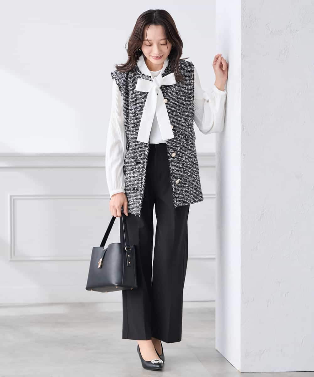 KAJCD01119 a.v.v Elmi(アー・ヴェ・ヴェ) 【低身長サイズ】ミックスツイードペプラムジレ アイボリー