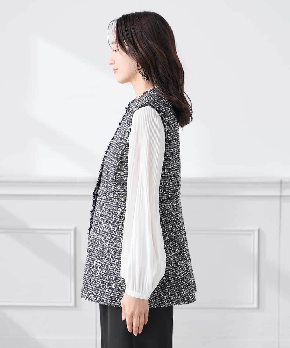 KAJCD01119 a.v.v Elmi(アー・ヴェ・ヴェ) 【低身長サイズ】ミックスツイードペプラムジレ アイボリー