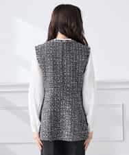 KAJCD01119 a.v.v Elmi(アー・ヴェ・ヴェ) 【低身長サイズ】ミックスツイードペプラムジレ アイボリー