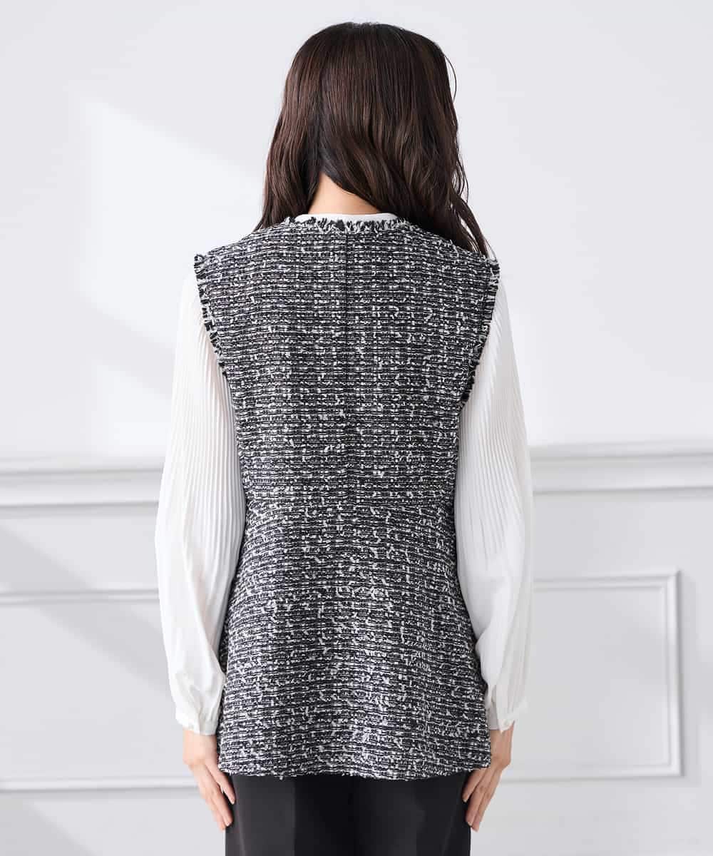 KAJCD01119 a.v.v Elmi(アー・ヴェ・ヴェ) 【低身長サイズ】ミックスツイードペプラムジレ アイボリー