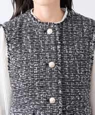 KAJCD01119 a.v.v Elmi(アー・ヴェ・ヴェ) 【低身長サイズ】ミックスツイードペプラムジレ アイボリー