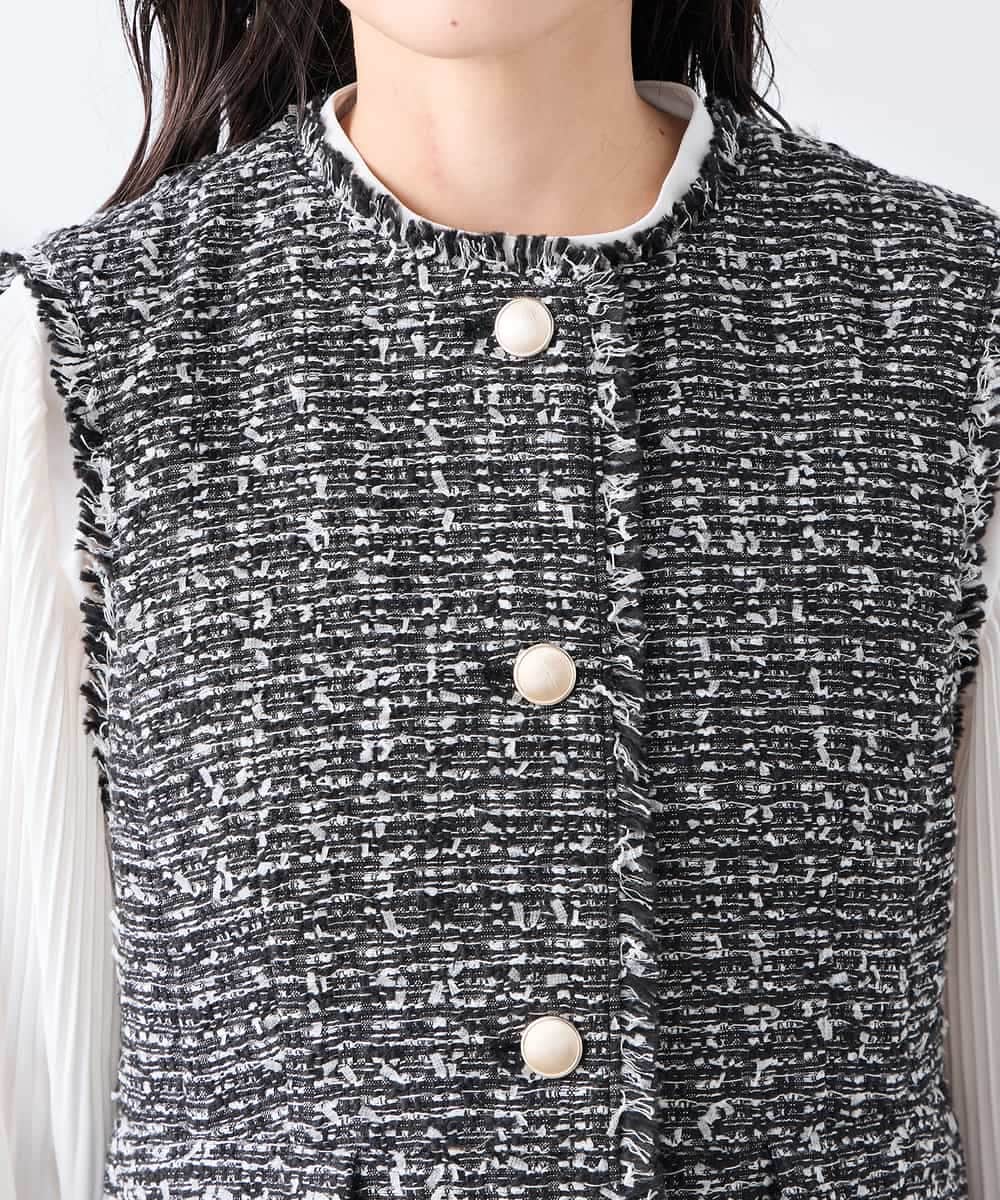 KAJCD01119 a.v.v Elmi(アー・ヴェ・ヴェ) 【低身長サイズ】ミックスツイードペプラムジレ アイボリー