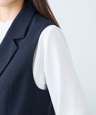 KAJFE20099 a.v.v Elmi(アー・ヴェ・ヴェ) 【低身長サイズ】【洗える/UVカット】リネンライクストレッチダブルジレジャケット ネイビー