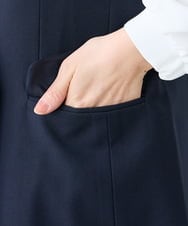 KAJFE20099 a.v.v Elmi(アー・ヴェ・ヴェ) 【低身長サイズ】【洗える/UVカット】リネンライクストレッチダブルジレジャケット ネイビー