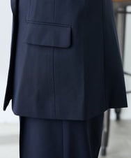 KAJFE20099 a.v.v Elmi(アー・ヴェ・ヴェ) 【低身長サイズ】【洗える/UVカット】リネンライクストレッチダブルジレジャケット ネイビー