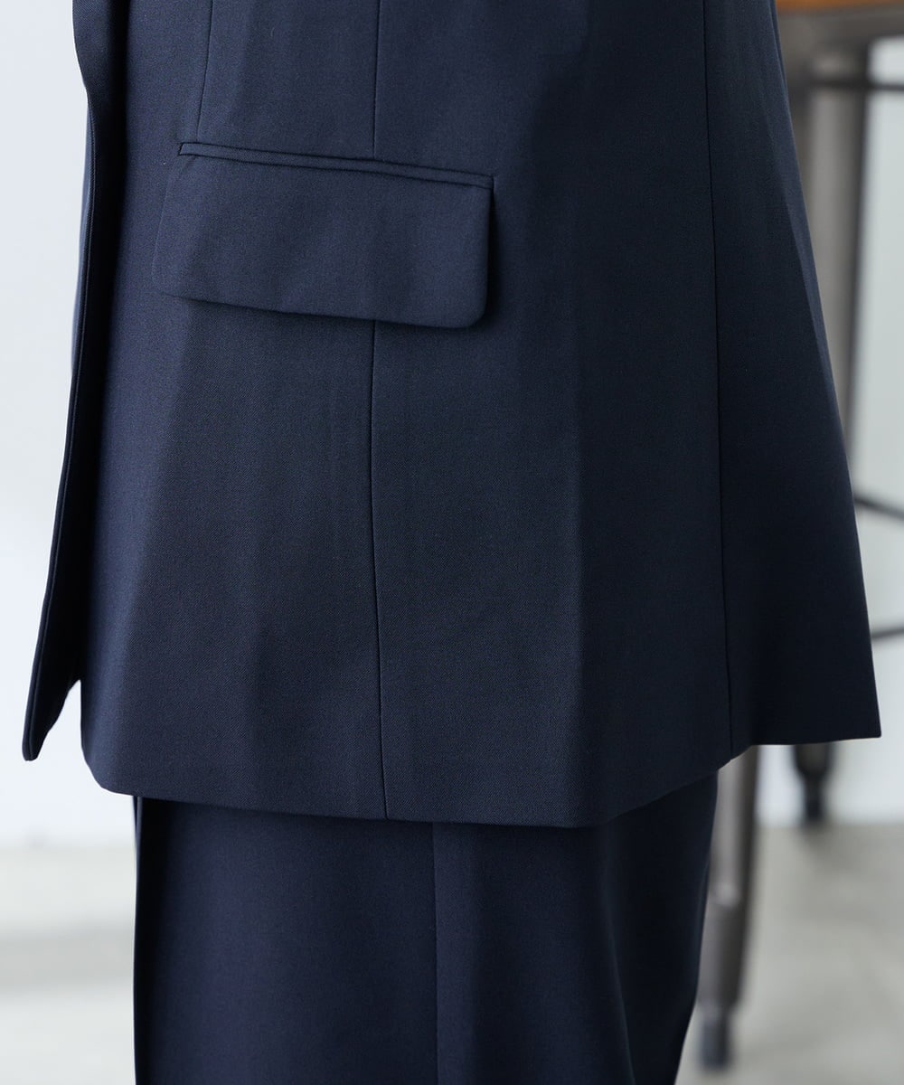 KAJFE20099 a.v.v Elmi(アー・ヴェ・ヴェ) 【低身長サイズ】【洗える/UVカット】リネンライクストレッチダブルジレジャケット ネイビー