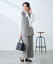 KAJFE20099 a.v.v Elmi(アー・ヴェ・ヴェ) 【低身長サイズ】【洗える/UVカット】リネンライクストレッチダブルジレジャケット ネイビー