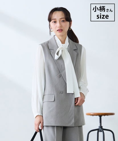 KAJFE20099 a.v.v Elmi 【低身長サイズ】【洗える/UVカット】リネンライクストレッチダブルジレジャケット