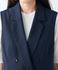 KAJGE30089 a.v.v Elmi(アー・ヴェ・ヴェ) 【低身長サイズ】サマーストレッチダブルジレジャケット【接触冷感/イージーケア/UVカット/吸水速乾】 ネイビー
