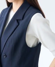 KAJGE30089 a.v.v Elmi(アー・ヴェ・ヴェ) 【低身長サイズ】サマーストレッチダブルジレジャケット【接触冷感/イージーケア/UVカット/吸水速乾】 ネイビー
