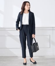 KALCD01079 a.v.v Elmi(アー・ヴェ・ヴェ) 【低身長サイズ】【洗える/ストレッチ/セットアップ対応】ダブルクロステーパードパンツ ネイビー