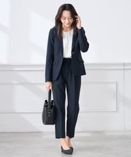 KALCD01079 a.v.v Elmi(アー・ヴェ・ヴェ) 【低身長サイズ】【洗える/ストレッチ/セットアップ対応】ダブルクロステーパードパンツ ネイビー