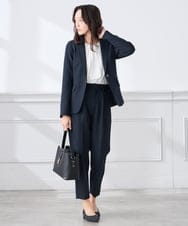 KALCD01079 a.v.v Elmi(アー・ヴェ・ヴェ) 【低身長サイズ】【洗える/ストレッチ/セットアップ対応】ダブルクロステーパードパンツ ネイビー