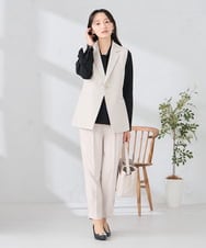 KALCD01079 a.v.v Elmi(アー・ヴェ・ヴェ) 【低身長サイズ】【洗える/ストレッチ/セットアップ対応】ダブルクロステーパードパンツ ネイビー