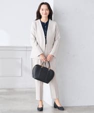 KALCD01079 a.v.v Elmi(アー・ヴェ・ヴェ) 【低身長サイズ】【洗える/ストレッチ/セットアップ対応】ダブルクロステーパードパンツ ネイビー