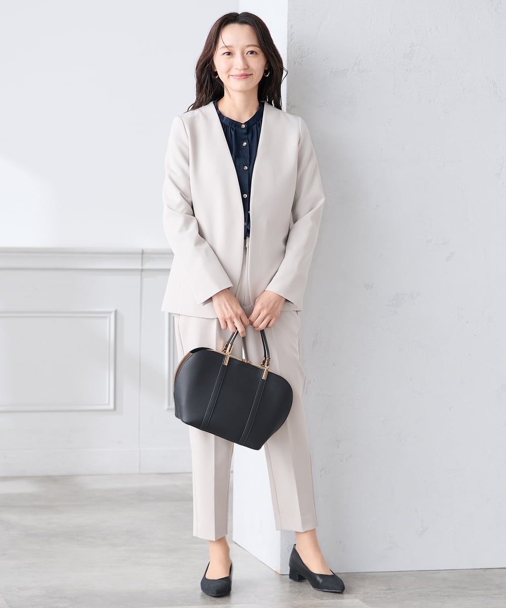 KALCD01079 a.v.v Elmi(アー・ヴェ・ヴェ) 【低身長サイズ】【洗える/ストレッチ/セットアップ対応】ダブルクロステーパードパンツ ネイビー