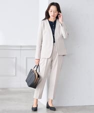 KALCD01079 a.v.v Elmi(アー・ヴェ・ヴェ) 【低身長サイズ】【洗える/ストレッチ/セットアップ対応】ダブルクロステーパードパンツ ネイビー