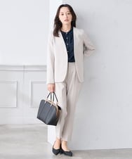 KALCD01079 a.v.v Elmi(アー・ヴェ・ヴェ) 【低身長サイズ】【洗える/ストレッチ/セットアップ対応】ダブルクロステーパードパンツ ネイビー