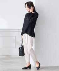 KALCD01079 a.v.v Elmi(アー・ヴェ・ヴェ) 【低身長サイズ】【洗える/ストレッチ/セットアップ対応】ダブルクロステーパードパンツ ネイビー