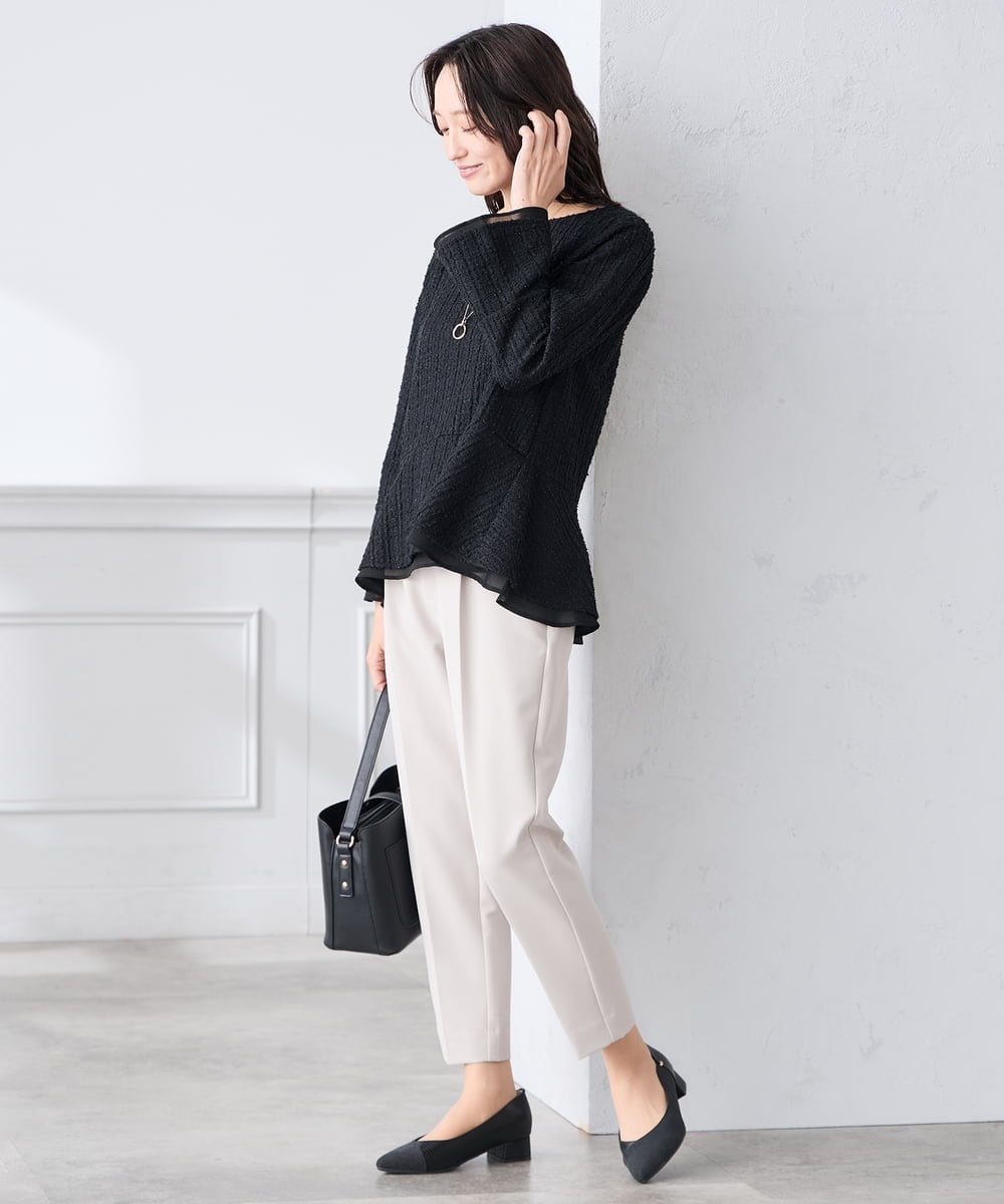 KALCD01079 a.v.v Elmi(アー・ヴェ・ヴェ) 【低身長サイズ】【洗える/ストレッチ/セットアップ対応】ダブルクロステーパードパンツ ネイビー