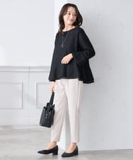 KALCD01079 a.v.v Elmi(アー・ヴェ・ヴェ) 【低身長サイズ】【洗える/ストレッチ/セットアップ対応】ダブルクロステーパードパンツ ネイビー