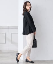 KALCD01079 a.v.v Elmi(アー・ヴェ・ヴェ) 【低身長サイズ】【洗える/ストレッチ/セットアップ対応】ダブルクロステーパードパンツ ネイビー