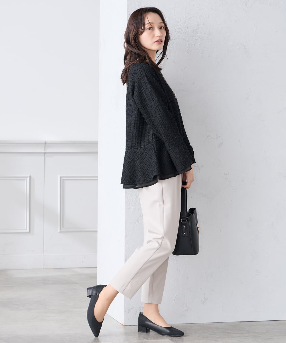 KALCD01079 a.v.v Elmi(アー・ヴェ・ヴェ) 【低身長サイズ】【洗える/ストレッチ/セットアップ対応】ダブルクロステーパードパンツ ネイビー