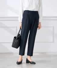 KALCD01079 a.v.v Elmi(アー・ヴェ・ヴェ) 【低身長サイズ】【洗える/ストレッチ/セットアップ対応】ダブルクロステーパードパンツ ネイビー