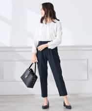 KALCD01079 a.v.v Elmi(アー・ヴェ・ヴェ) 【低身長サイズ】【洗える/ストレッチ/セットアップ対応】ダブルクロステーパードパンツ ネイビー